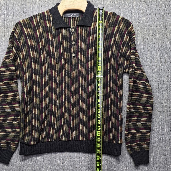Vintage Protege Sweater Mens XL 3D Knit Coogi Style Textured Polo Cosby Made USA - Picture 10 of 11